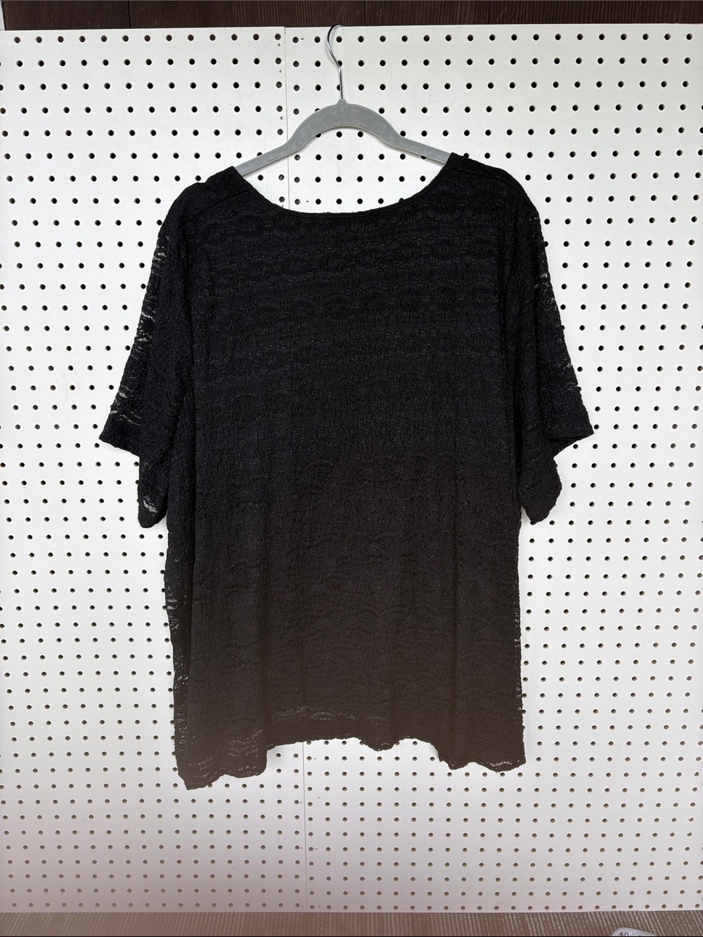 4X Maggie Barnes Black Lightweight Open-Knit Lined Women’s Top